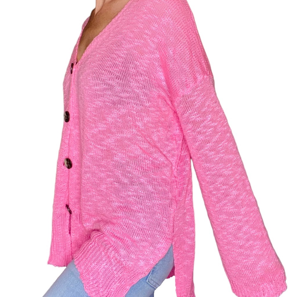 Hot Pink Light-Weight Bohemian Oversized Cardigan